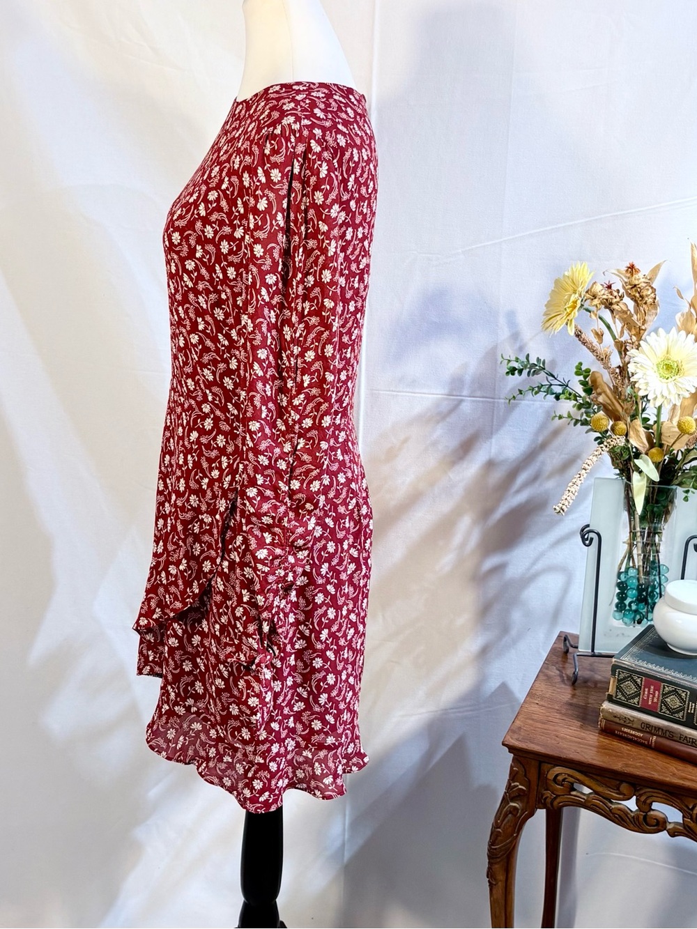 Reformation Lucita Red Floral Tie Sleeve Mini Dress Sz 10🧡 - Picture 5 of 10